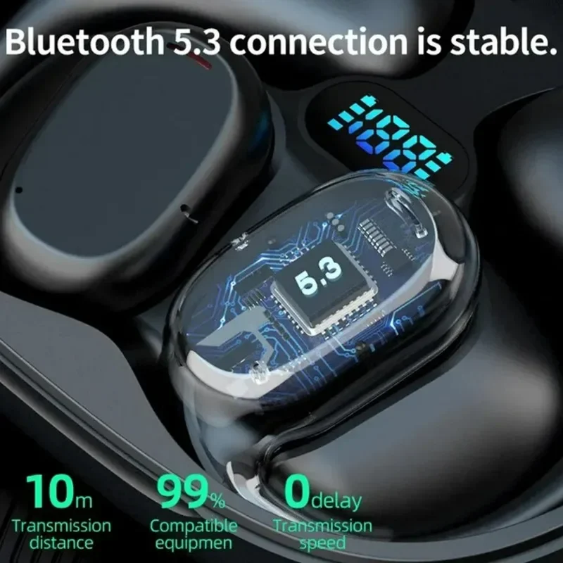 GT280 Wireless Earphones Noise Canceling LED Power Display Stereo Headphones For Cell Phone Gaming Computer