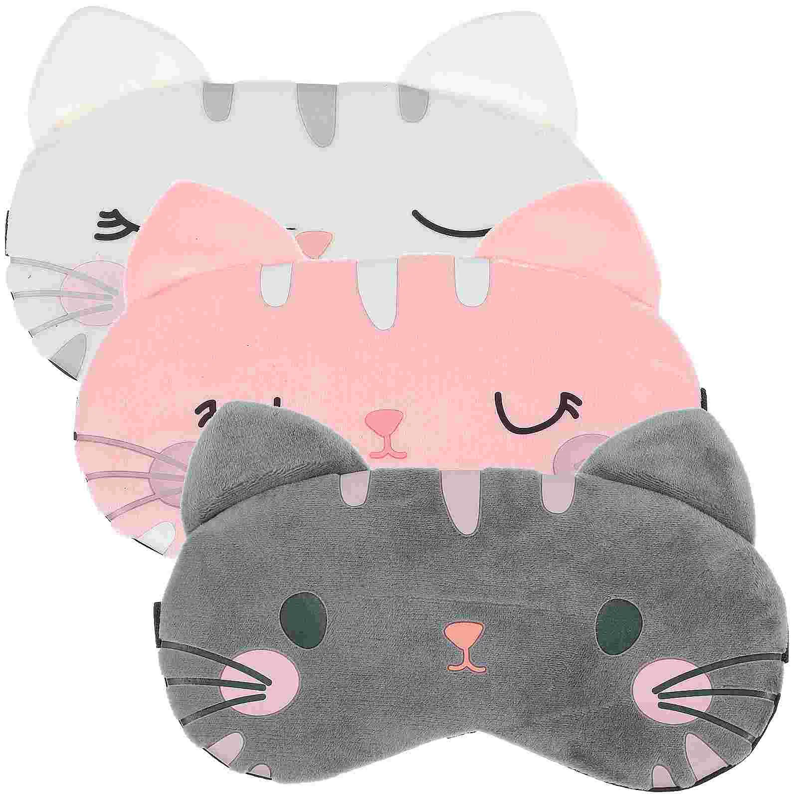 3 Pcs Eye Mask Cartoon Sleep Night Sleeping Cover Blindfold with Strap for Light Blocking Miss