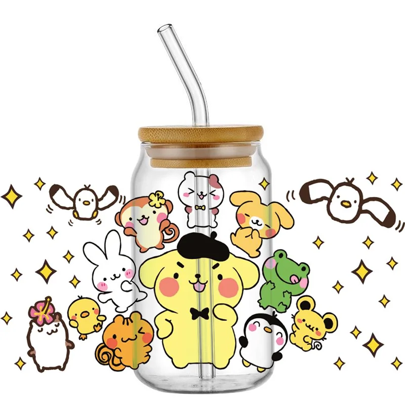 

Miniso Cartoon Pompompurin Decal Wrap Stickers Waterproof UV DTF Cup Mug Wraps Sticker DIY 3D Wrap Decal for 16oz Libbey Glass