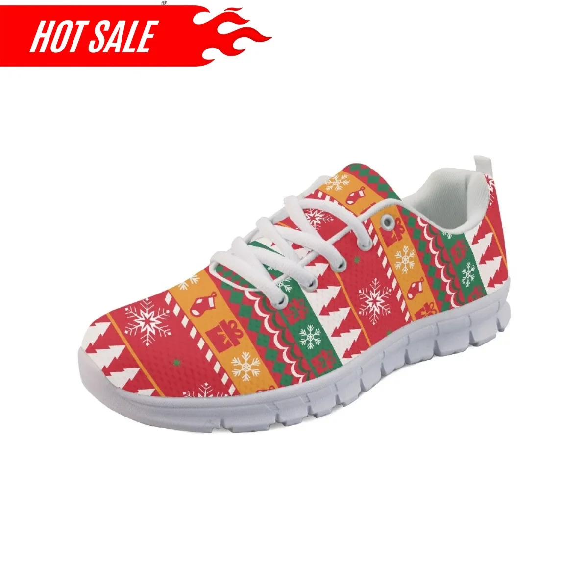 Merry Christmas Pattern Ladies Casual Sneakers Wear-resistant Flats Shoes for Girls Women Holiday Party Xmas Gifts