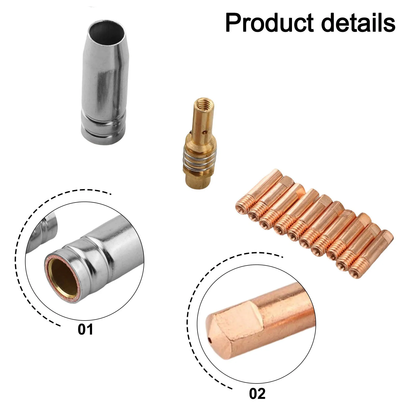 

Welding Projects 0.8mm Aperture MIG Welding Kit Compatible For MIG Welding Machines Heat Resistance Welding Tips Brass Material