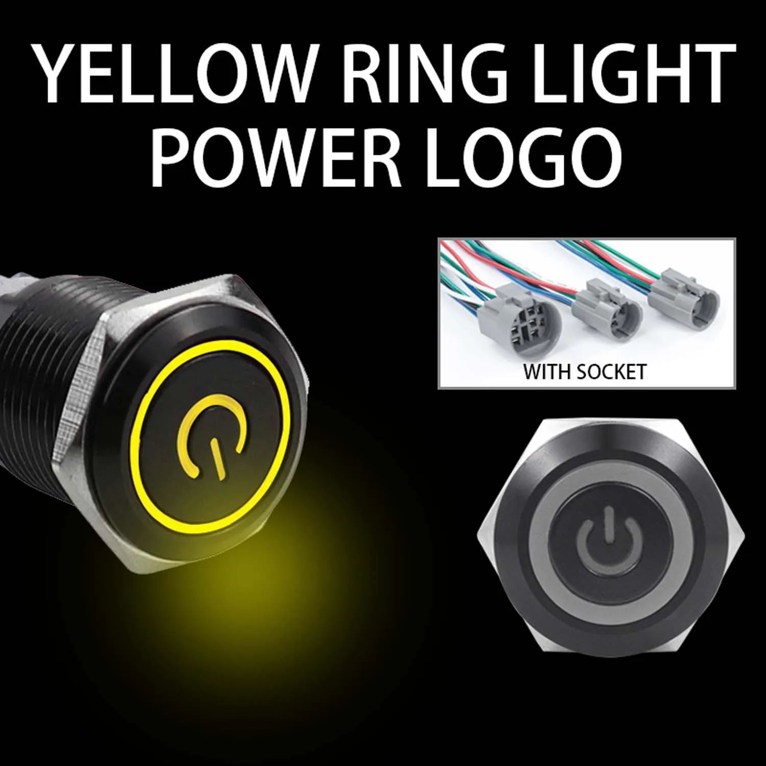 12/16/19/22mm Schwarz schale mit Draht Druckknopf schalter Metall wasserdicht Verriegelung Momentan LED Licht Auto Motor Leistungs schalter Husa