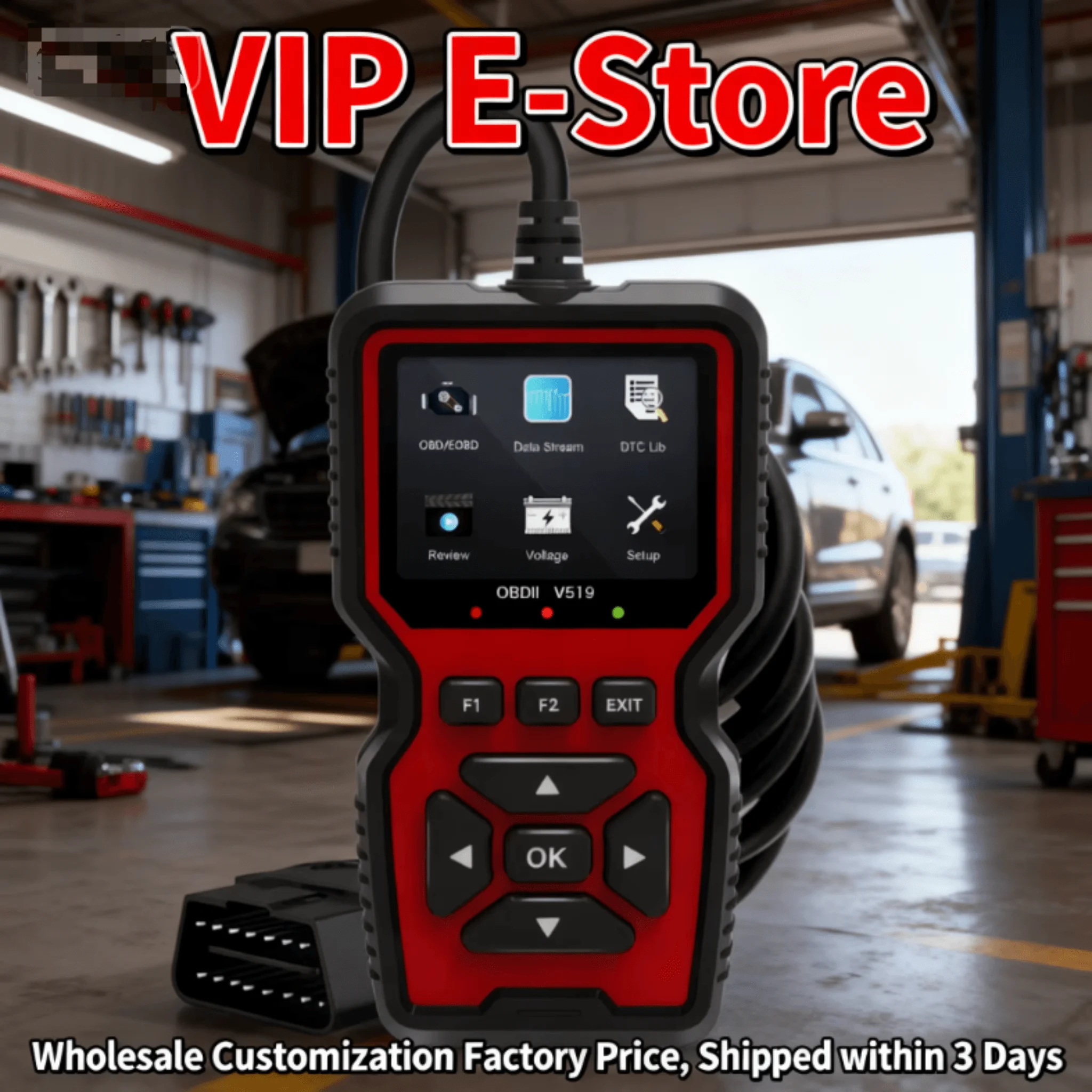 

V519 Сканер OBD2/EOBD 9Protocols 35901 DTCs 2,8 "Цветной экран 10 языков Тест напряжения и облачная печать для автомобилей 1996+ США/ЕС/Азианских автомобилей