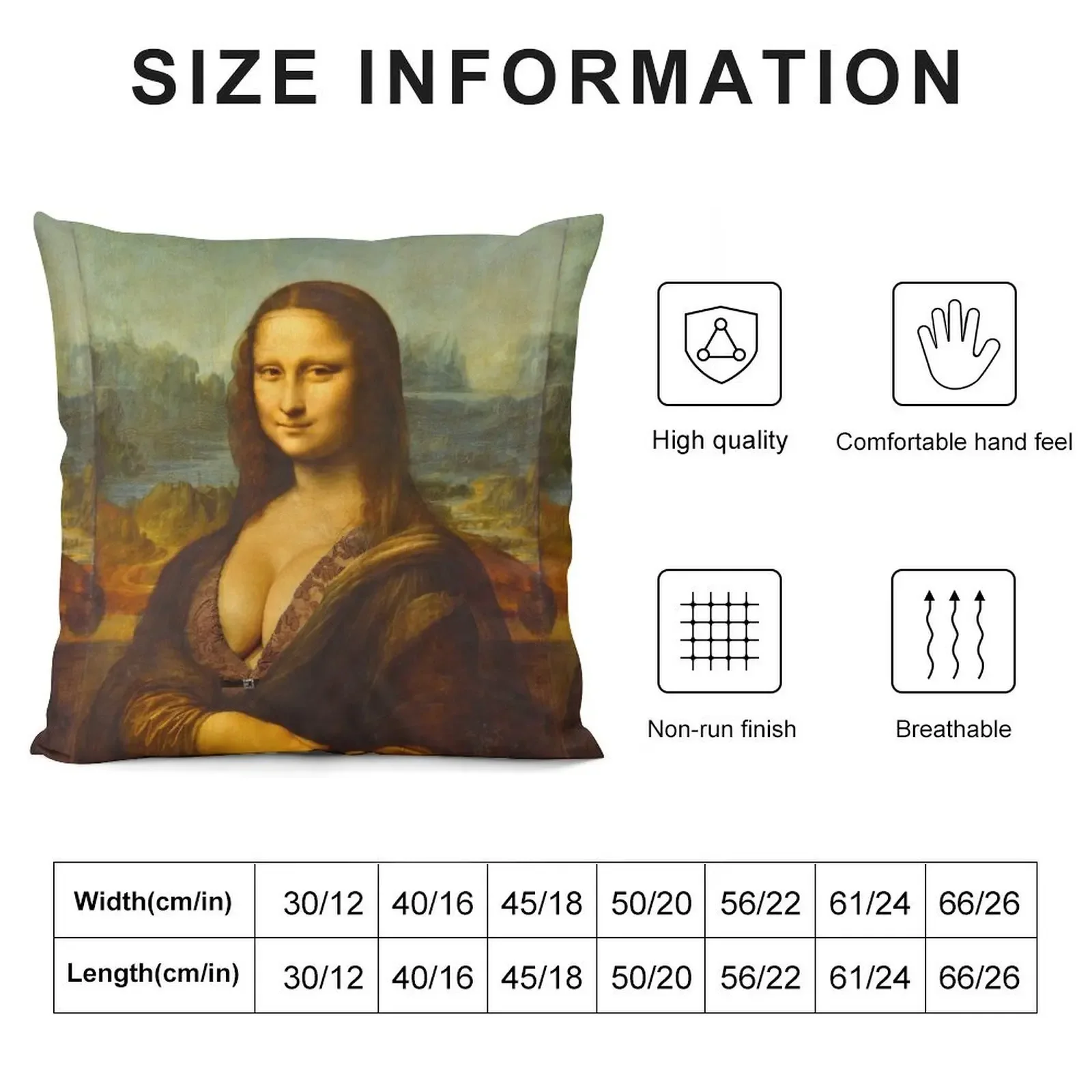 Mona Lisa Big Boobs Parody Throw Pillow Ornamental Pillow luxury sofa pillows covers for pillows pillow