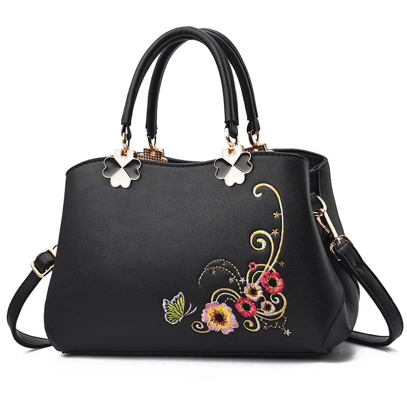 Embroidered Women Bag Vintage Casual Tote Fashion Women Messenger Bags Top-Handle Shoulder Student Handbag Purse Wallet  New