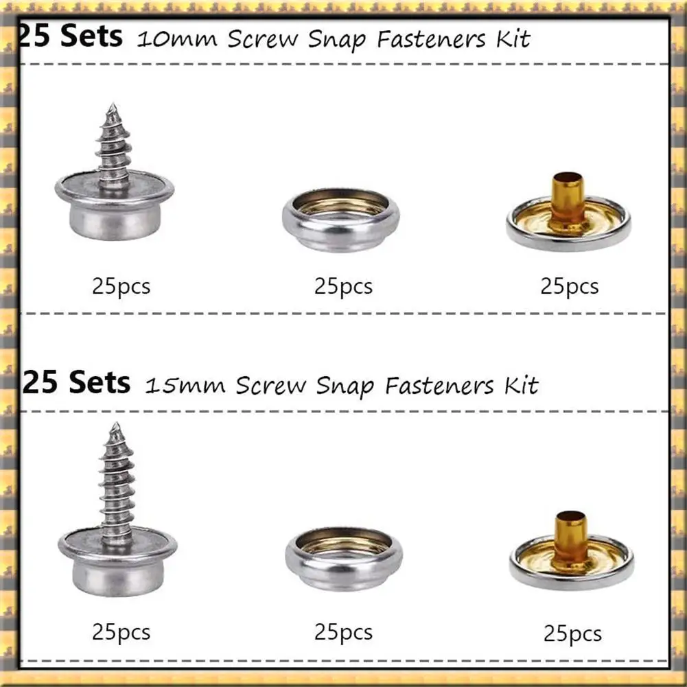 

AT03 Top Fasteners Kit, Stainless Steel Screw Snaps Button Replacement Press Stud Kit With Tool For Boat Covers Tents Tarpaulins