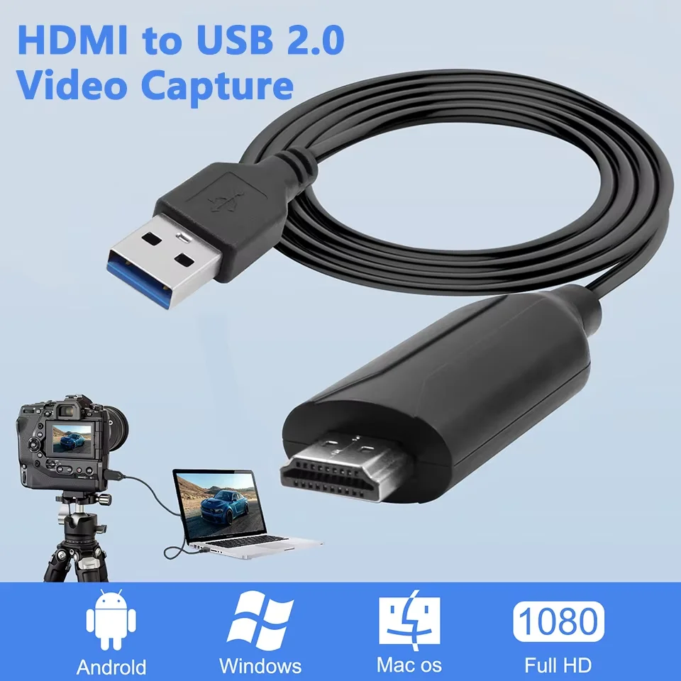 Video Capture Card HDMI TO USB Game Capture Cable Compatible with Android MacOS WIN System for Switch Camere Live Streaming