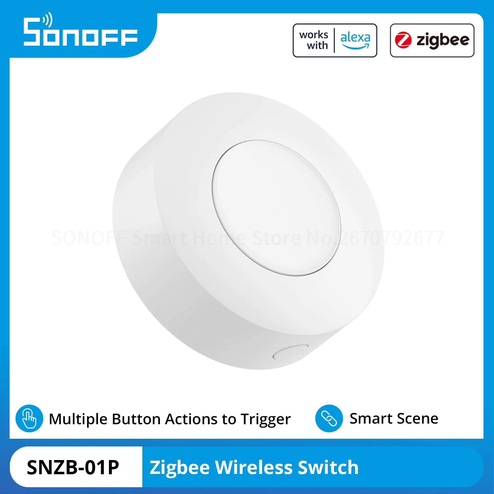 SONOFF SNZB-01P Zigbee Wireless Switch Smart Scene Smart  Home Custom Button Action Two-Way Control via eWeLink APP ZBDongle-P/E