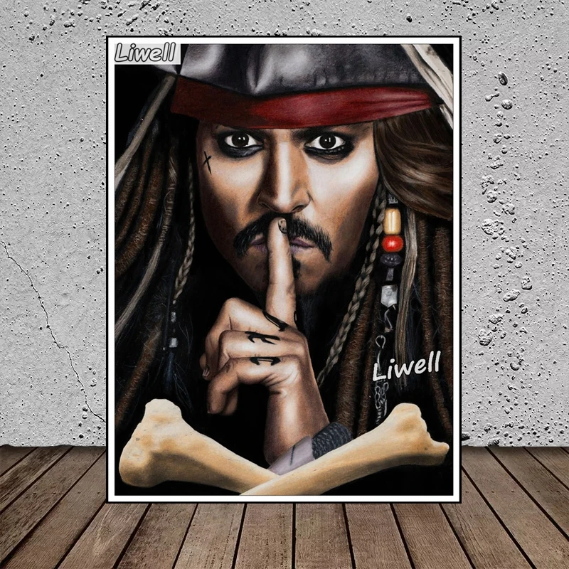 Johnny Depp Art Diamond Painting Portrait Pirates Of The Caribbean Captain Jack Sparrow Mosaic Cross Stitch Handwork Home Decor