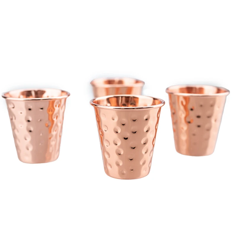 

2oz Hammered Pure Copper Shot Glass – 60ml Shot Glass Metal Whiskey Vodka Tequila Cup for Home Bar & Gift Set Moscow Mule Cup