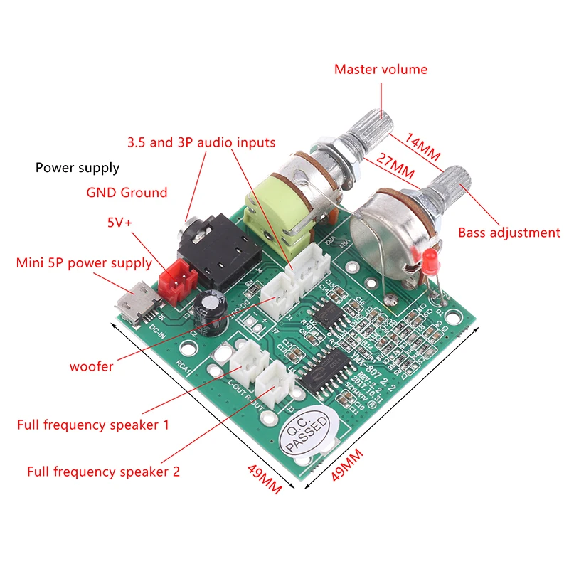 New 2.1 Power Amplifier Board Multi Function Power Amplifier Board 5v20w Audio Amplifier
