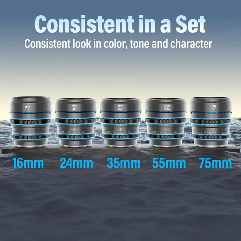 SIRUI ليلة ووكر 24 مللي متر 35 مللي متر 55 مللي متر T1.2 16 مللي متر 75 مللي متر S35 MF فتحة كبيرة Cine عدسة لسوني E Fuji X Lumix MFT كانون RF كاميرات #4