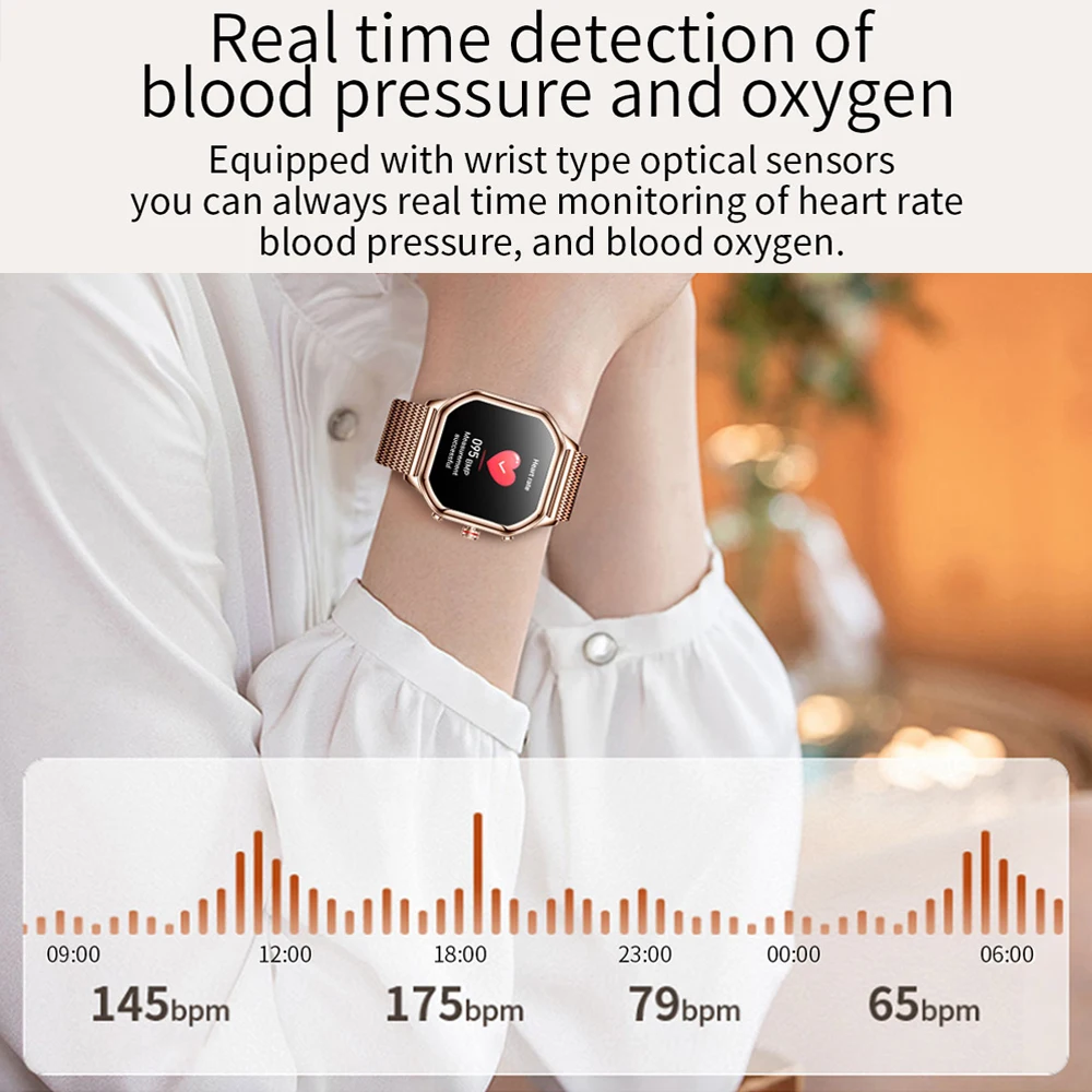 For Huawei Xiaomi 2024 Fashion Ladies Smartwatch Bluetooth Call 1.4’ HD Small Screen Heart Rate Monitor Waterproof Smart Watch