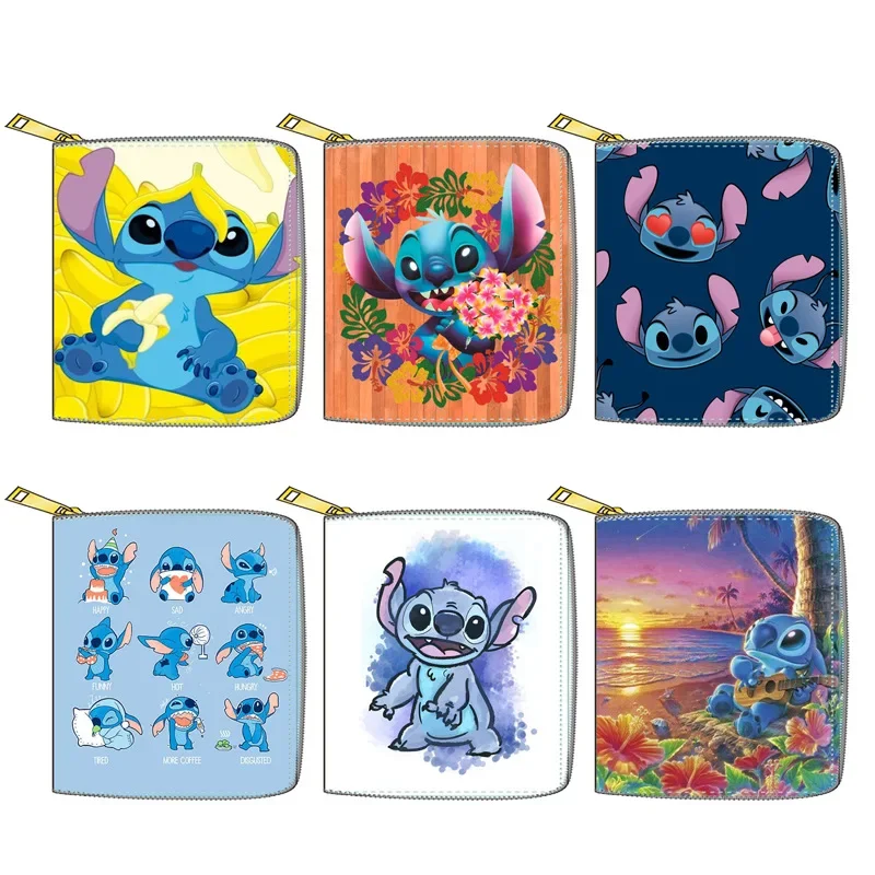 Disney mickey mouse Clutch Stitch girl boy coin bag PU cartooon card holder Zip Wallet Stitch Wallet