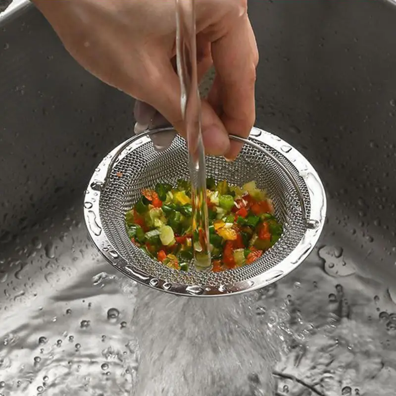 

Фильтр-сетка для кухонной раковины из нержавеющей стали, утолщенный, предотвращающий засоры, герметичный, для сбора мусора