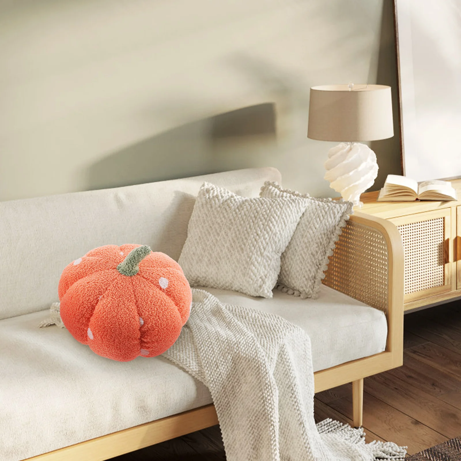 

Pumpkin Shaped Throw Pillow Dot Design Soft Comfortable Cushion For Sofa Chair Bedroom Home Decor Halloween Floor Pillow