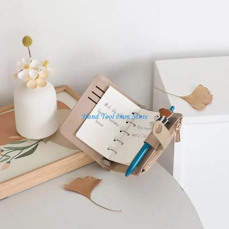 

H37F Refillable 5 Rings PU Leather Binder Planner with 5 Card Slots and Coin Pocket