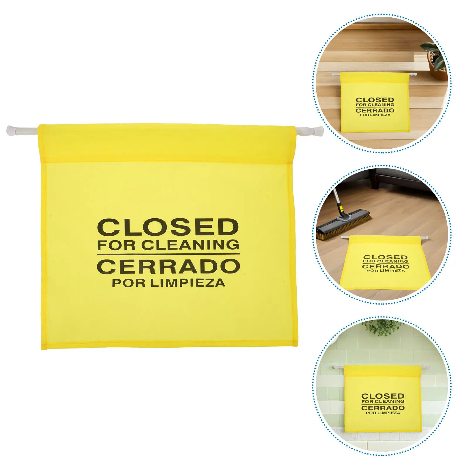 

High Visibility Yellow Closed for Cleaning Barrier Restroom Maintenance Sign Portable Retractable Doorway Safety Sign for Office