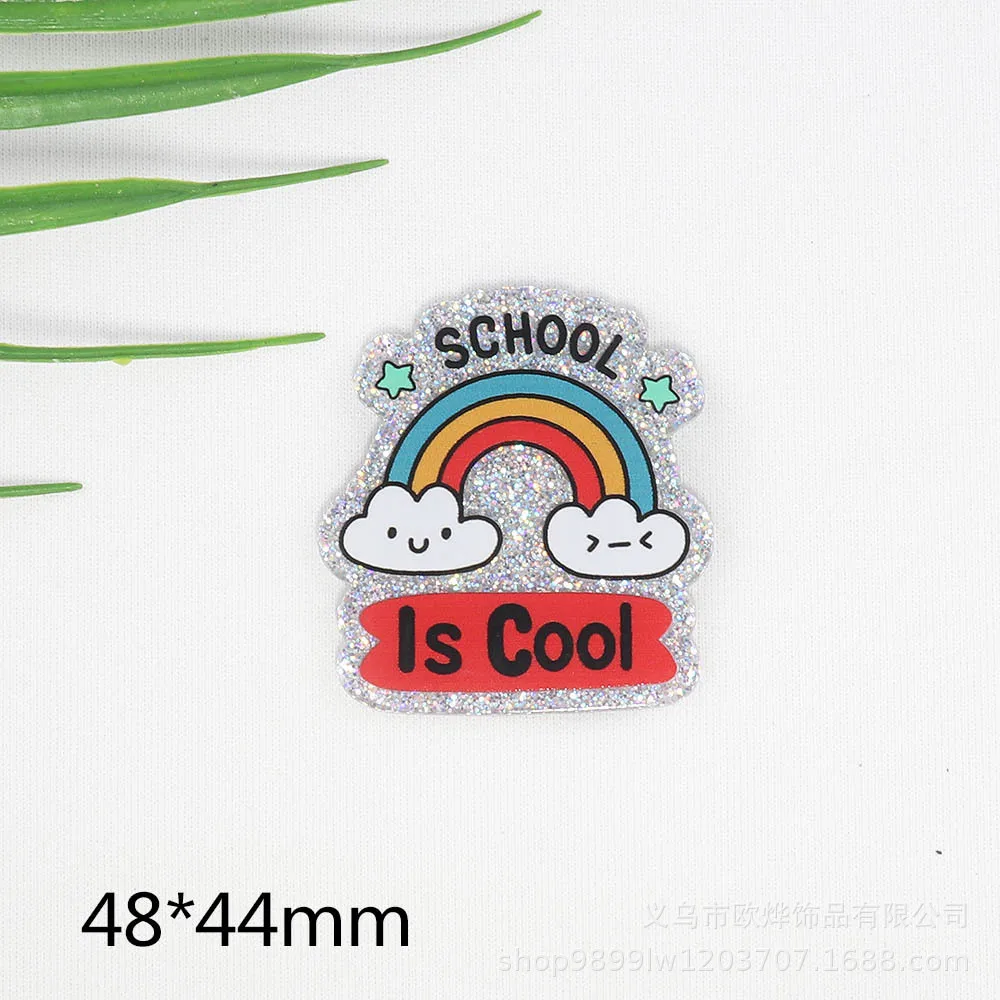 Mixed 6PCS Dwarf Teacher Student Acrylic Charms Glitter Epoxy Pedant Fit DIY ID Card Badge Holder Jewelry Making School Gifts