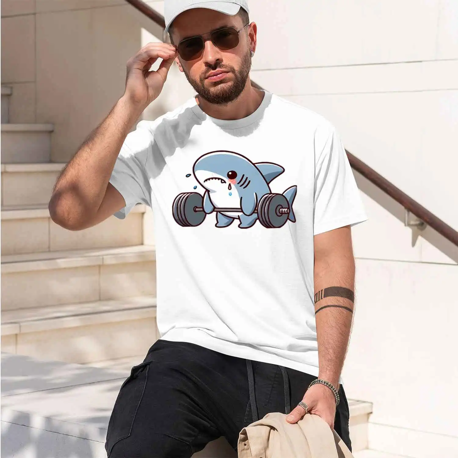 Funny Coon Shark Grh No Pain No Gain GYM Tshirt Fitness Bodybuilding Casual Fashion Loose Sports T Shirt Short Sve Tee 2026 New view 2