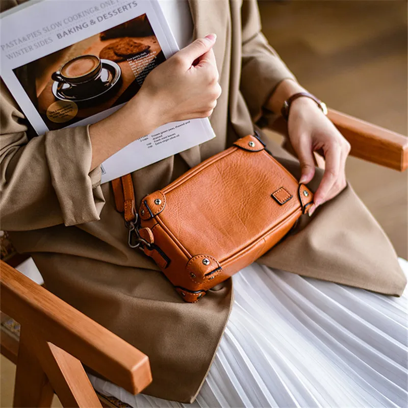 

Simple vintage high quality genuine leather ladies' small shoulder bag casual designer luxury cow leather women's crossbody bag