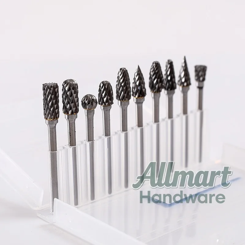 10PCS Wood Carbide Rotary Burr Set, Woodworking Router Bits, Wood Carving Engraving Burrs for Electric Grinder Kit view 4