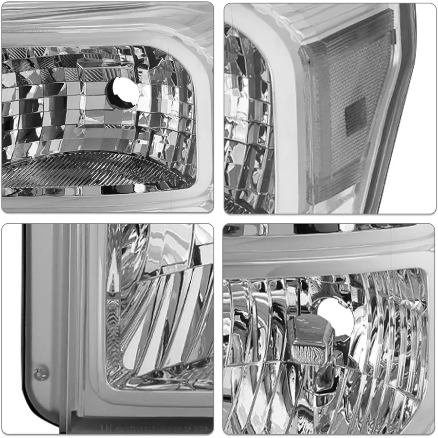 مجموعة مصابيح أمامية مع لمبات مدمجة لـ 20112016 F250 F350 F450 F550 شاحنات فائقة التحمل مبيت كروم وشفاف #4