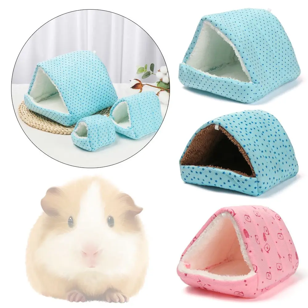 Cute Winter Warm Hamster House Cartoon Print Small Animal Sleeping Bed Guinea Pig Nest Rabbit Squirrel Rats Mini Cage Soft Mat