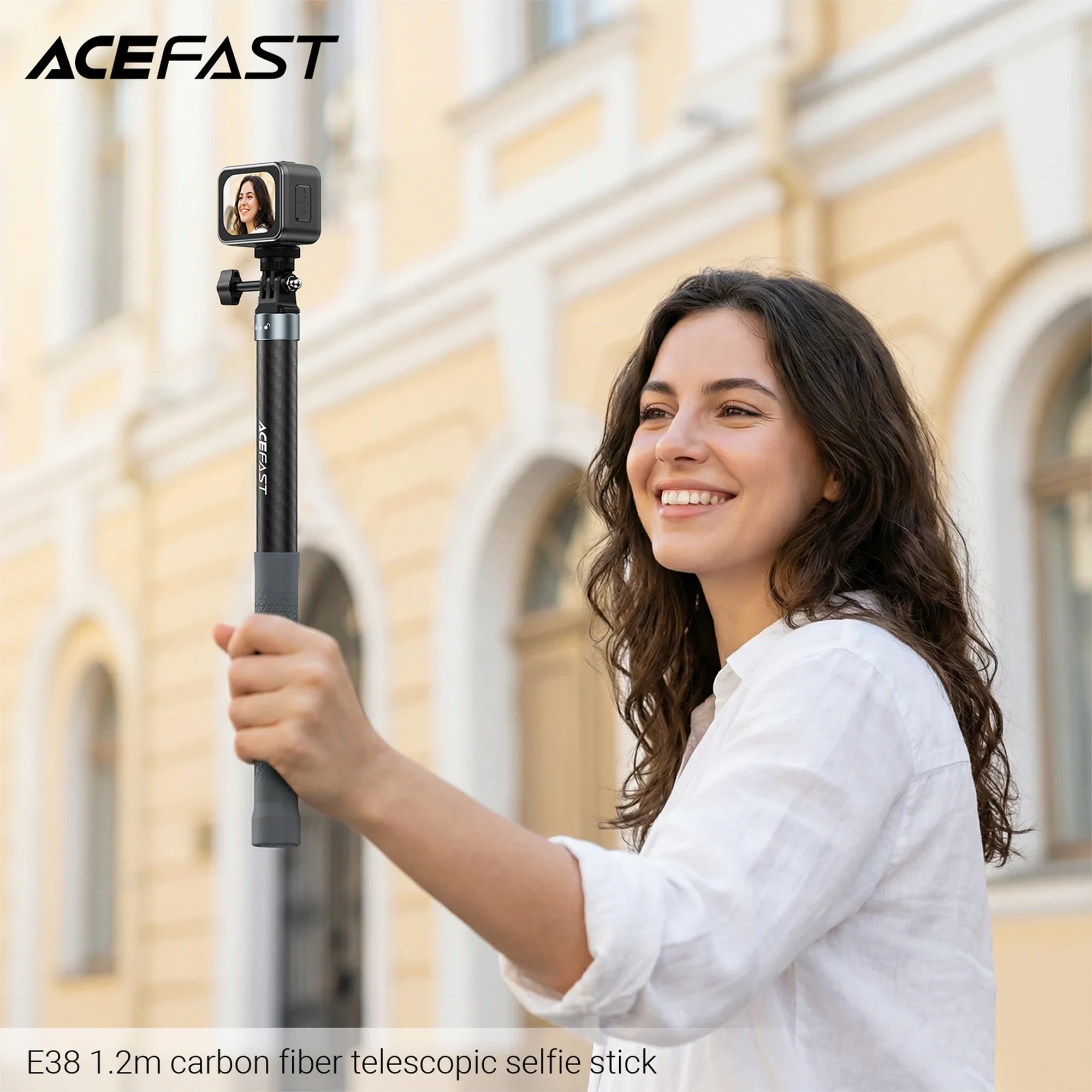 

Удлиненная селфи-палка из углеродного волокна 1,2 м с креплением 1/4 дюйма для GoPro, Insta360, DJI Action и панорамных камер, 5 уровней регулировки