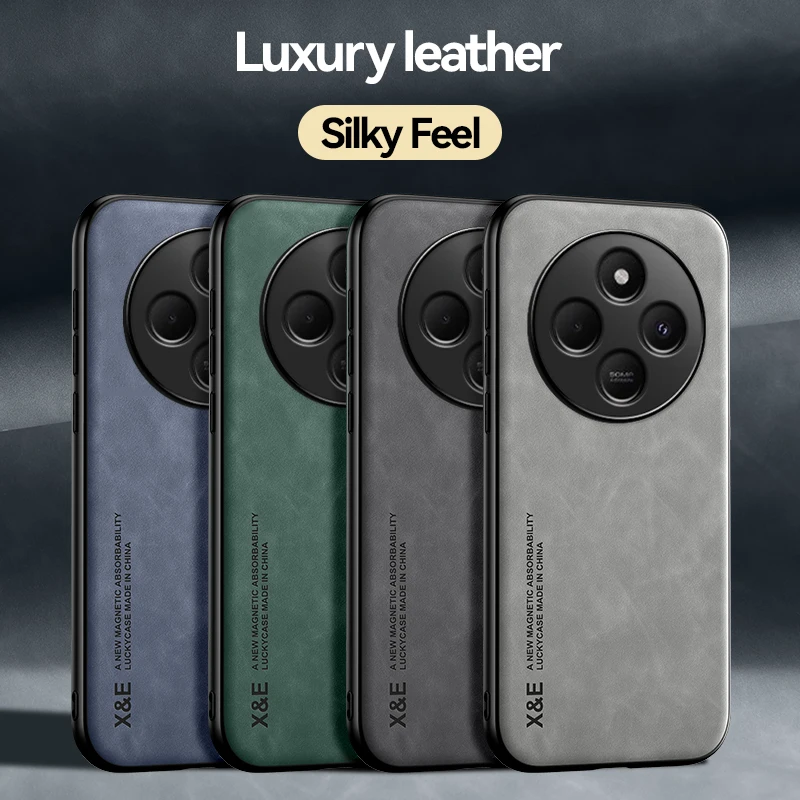 For Xiaomi Redmi 14C 4G Case Shockproof Luxury Leather Texture Silky Feel Cover With Magnetic Attaction inside For Redmi 14 C