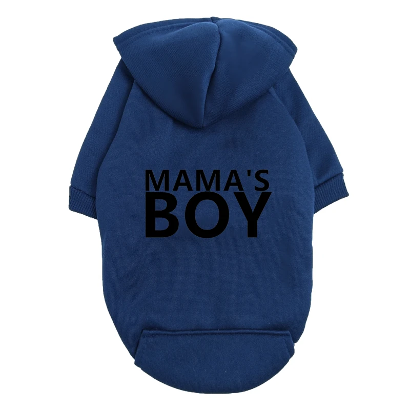 Sudadera con capucha de forro polar para perros pequeños mama's boy_voghion.com