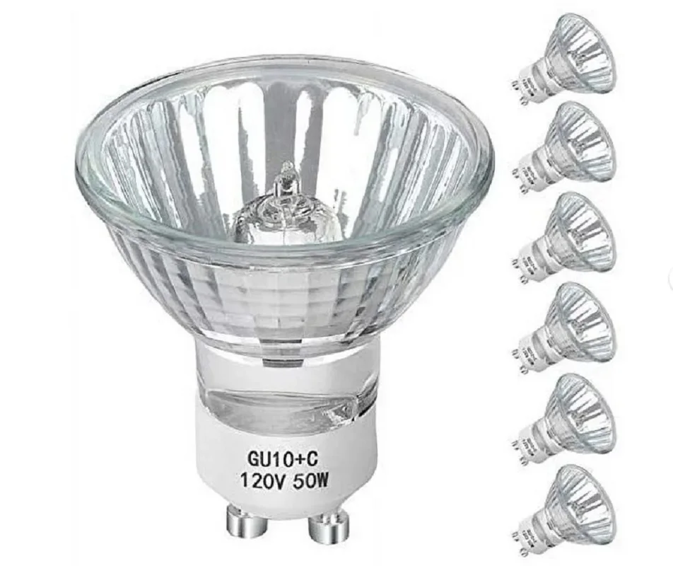 GU10 Halogen 50W Bulbs GU10+C 120V 50W With 2800k Warm White Long Lifespan GU10 MR16 Dimmable For Track & Recessed Lighting