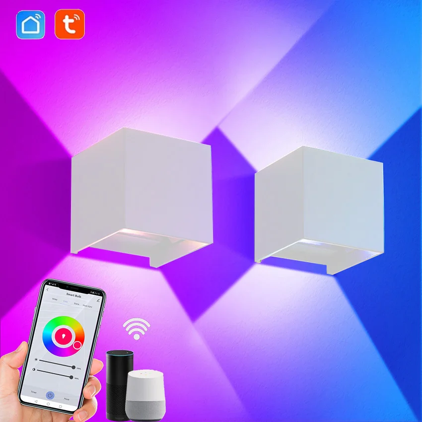 Smart Cube  Wall Light, Adjust Angle Up and Down Light, 16M+ Color Dimmable Music Sync, Work with Alexa & Google Assistant