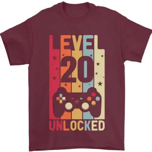 20th Birthday 20 Year Old Level Up Gaming Mens T-Shirt 100% Cotton