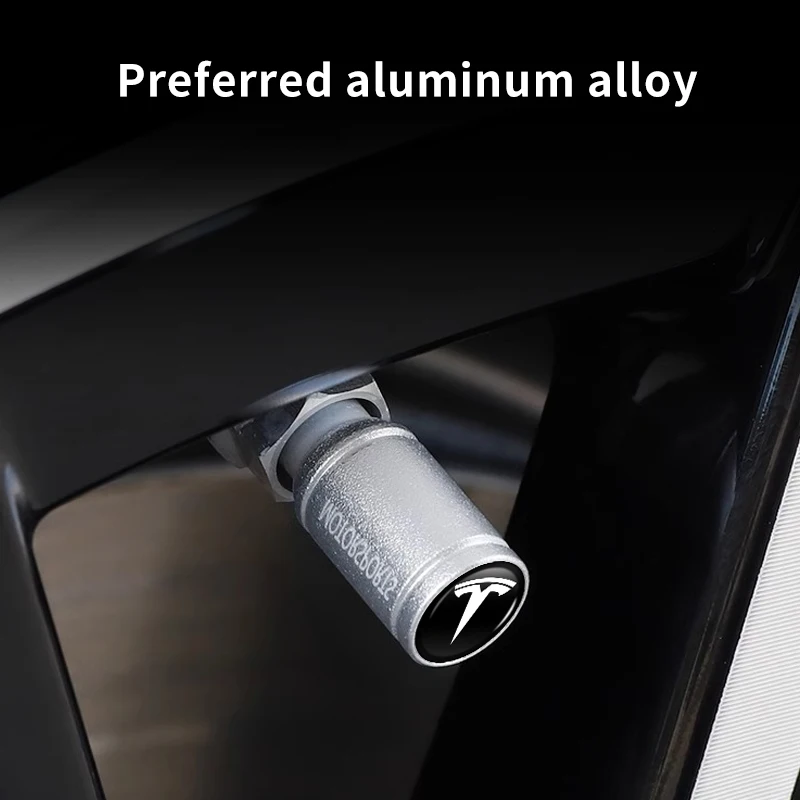 Car Tire Valve Cover Aluminium Alloy Tire Wheel Stem Air Valve Cap For Tesla Model 3 Y S X 2021 Roadster Cybertruck Juguete