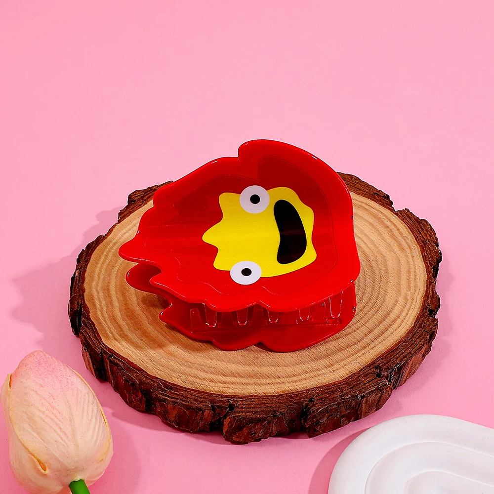 Petites griffes de cheveux de flamme de dessin animé mignon, accessoires de cheveux multifonctionnels griffes de cheveux