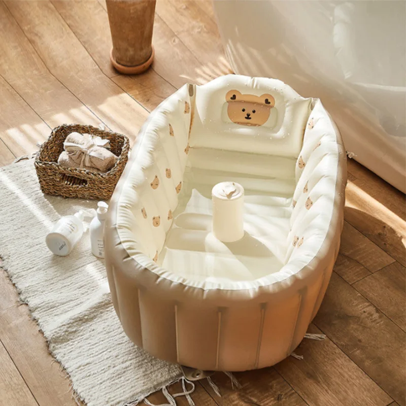 Ins-Style Aufblasbare Babybadewanne, Tragbare Kleinkind-Badewanne, Indoor-Kinder-Schwimmbecken, Heim-Kinderwaschbecken für Neugeborene