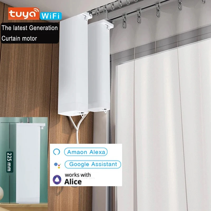 

Tuya Newest shorter Smart WiFi engine Motorized curtain cornice Intelligent Track curtain motor Support Alexa Google home Alice