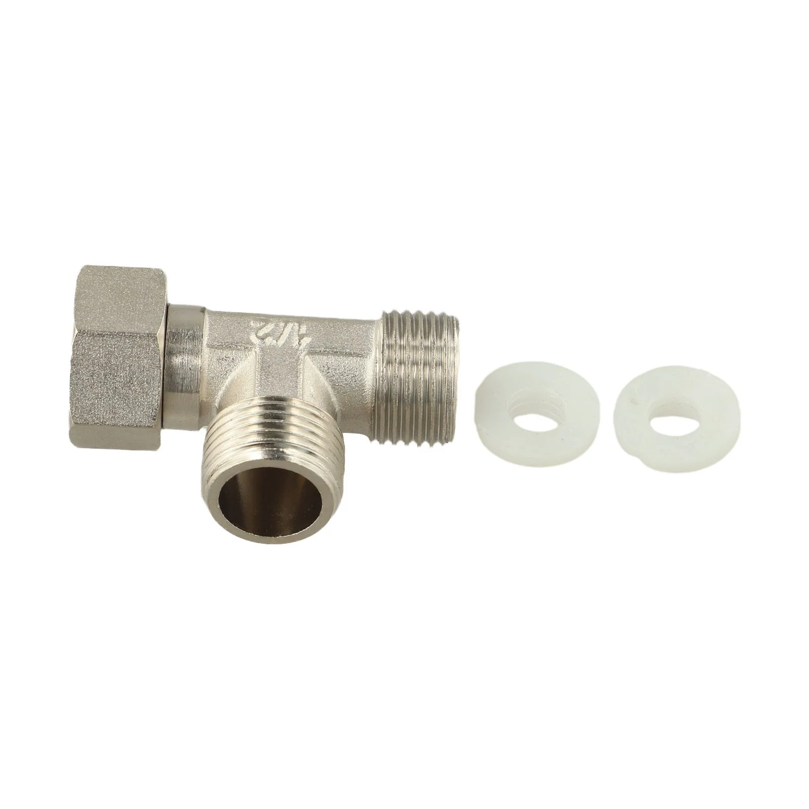 3 Way Brass Valve T Piece with Nickel Plated and Threaded Water Connections for Use in For Home Plumbing Installations