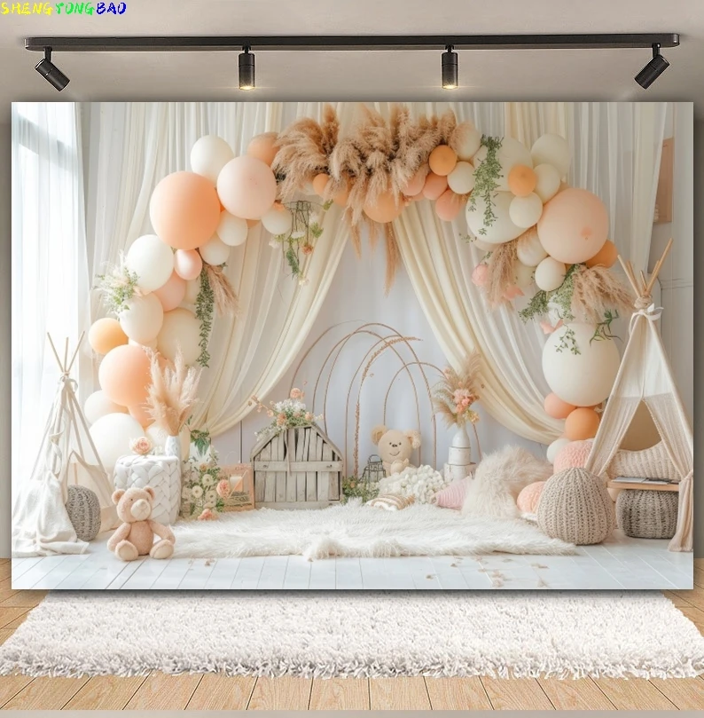 Cenário fotográfico de flores de casamento, arco floral abstrato, aniversário de bebê, grávida, cerimônia de chá de panela, retrato, fundo de foto