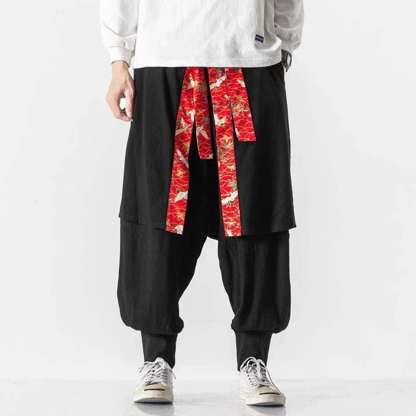 Ropa de moda japonesa samurái para hombre, de talla grande Yukata, pantalones de Kimono tradicionales, ropa de calle informal Harajuku, Otoño e