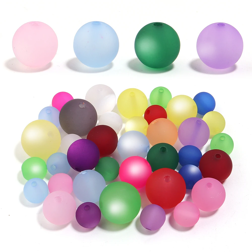 12-20mm Acrylic Matte Solid Color Cat Eye Straight Hole Round Loose Beads for DIY Bracelets Necklaces Earrings Accessories