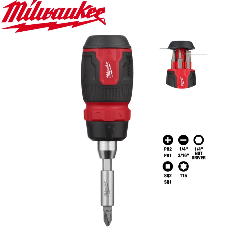 Milwaukee 48-22-2913 8-in-1 Ratcheting Compact Multi-Bit Screwdriver Sets Removable Multi Purpose Hand Tool