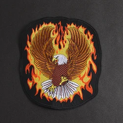Burning EagleSize:: 27x23cm Iron On Cloth Embroidered Applique Sewing biker jacket Clothes Accessories
