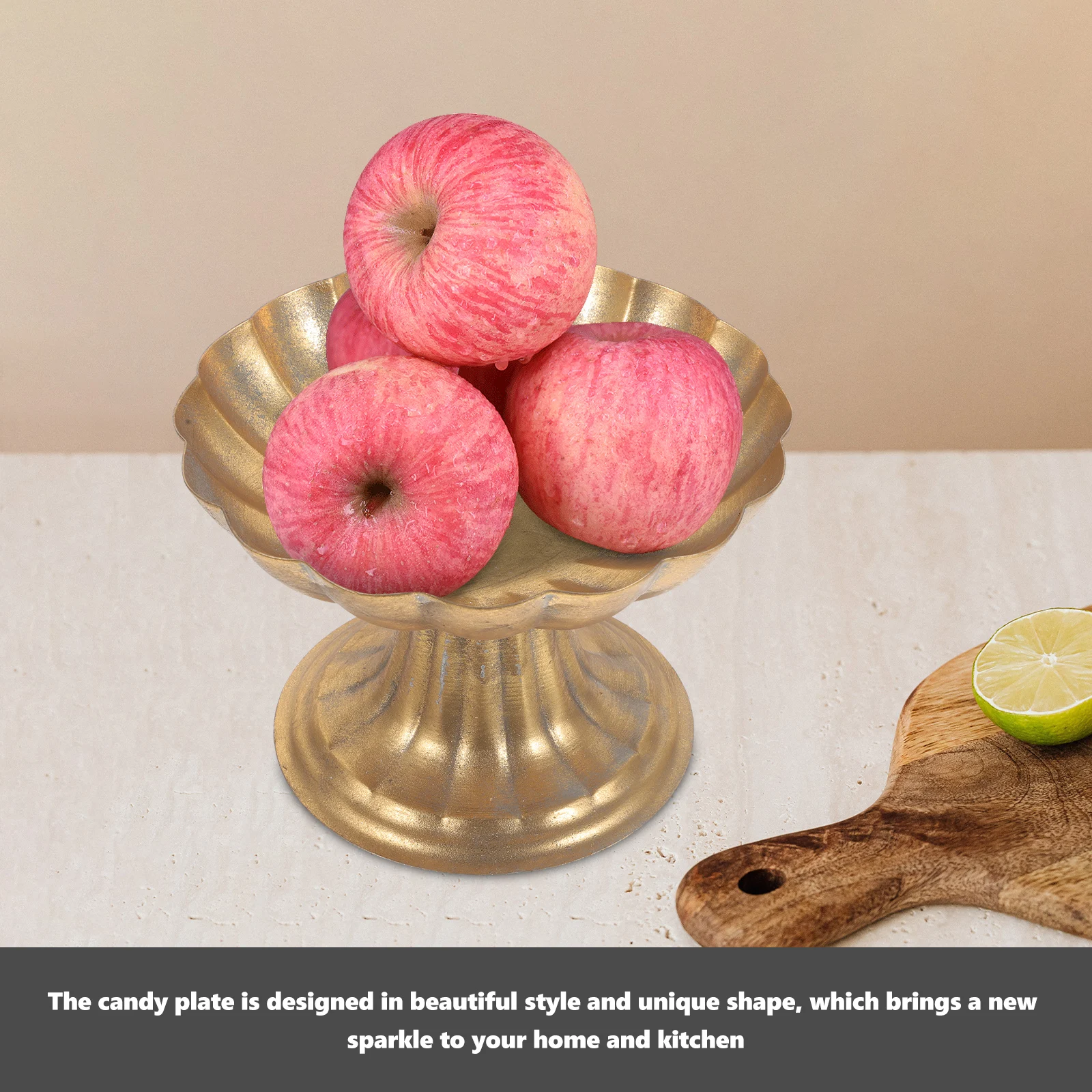 

Buddha Ornaments Fruit Plate Tray Metal Retro Round Serving Trays Dinner Iron Banquet