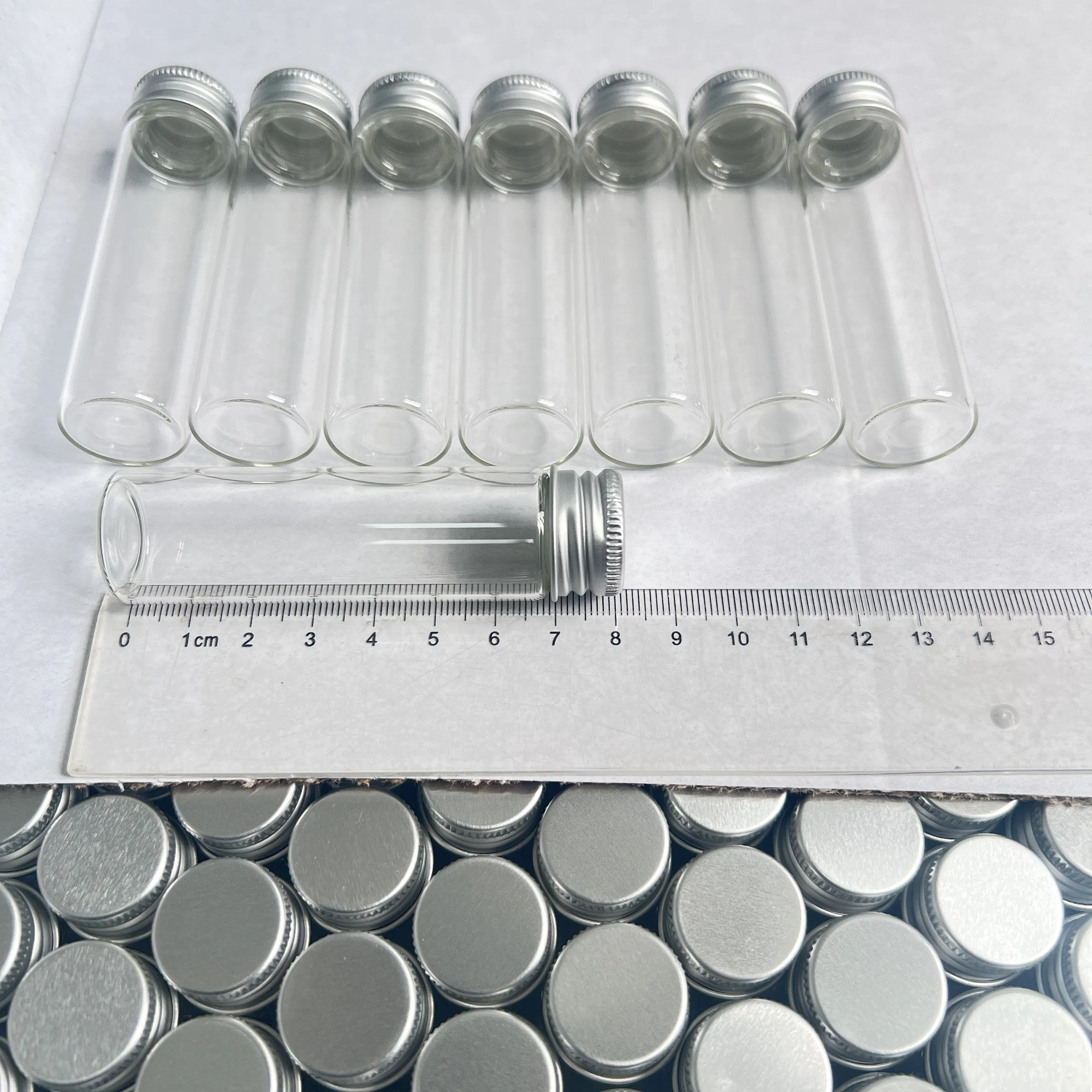 50/72/100 PCS 12ml Silver Aluminum Cap Glass Jars 22×60mm Mini Glass Bottles Test Tube DIY Crafts Seeds Storage Decorative Vials