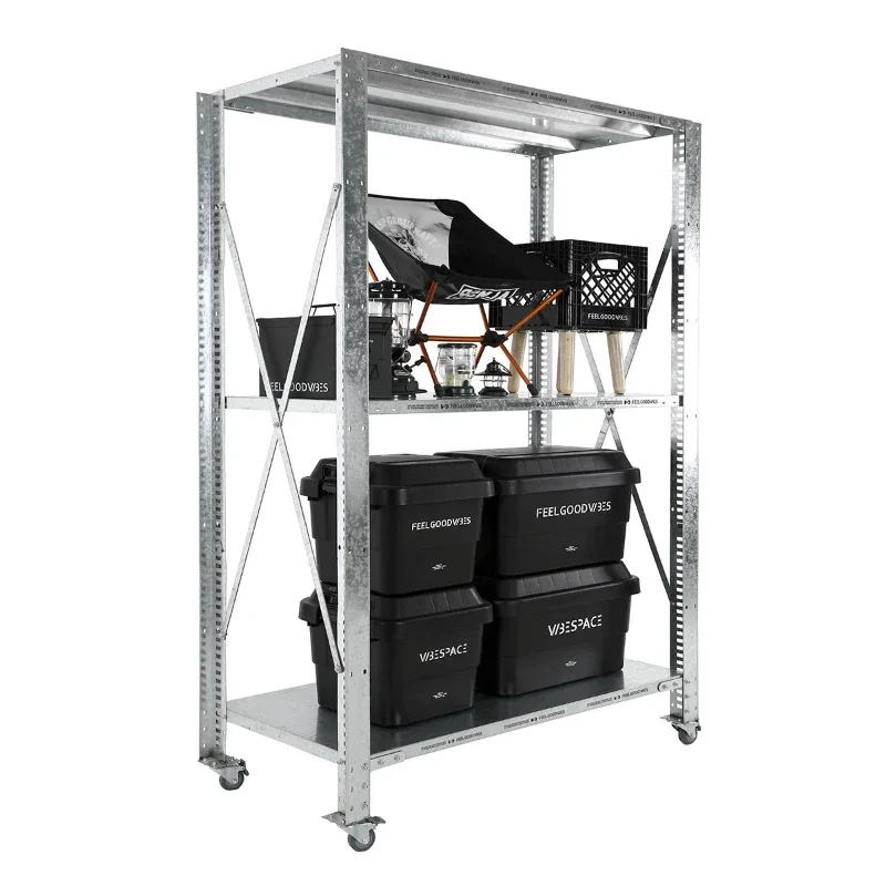 American industrial wind galvanized rack garage, magazine movable display stand