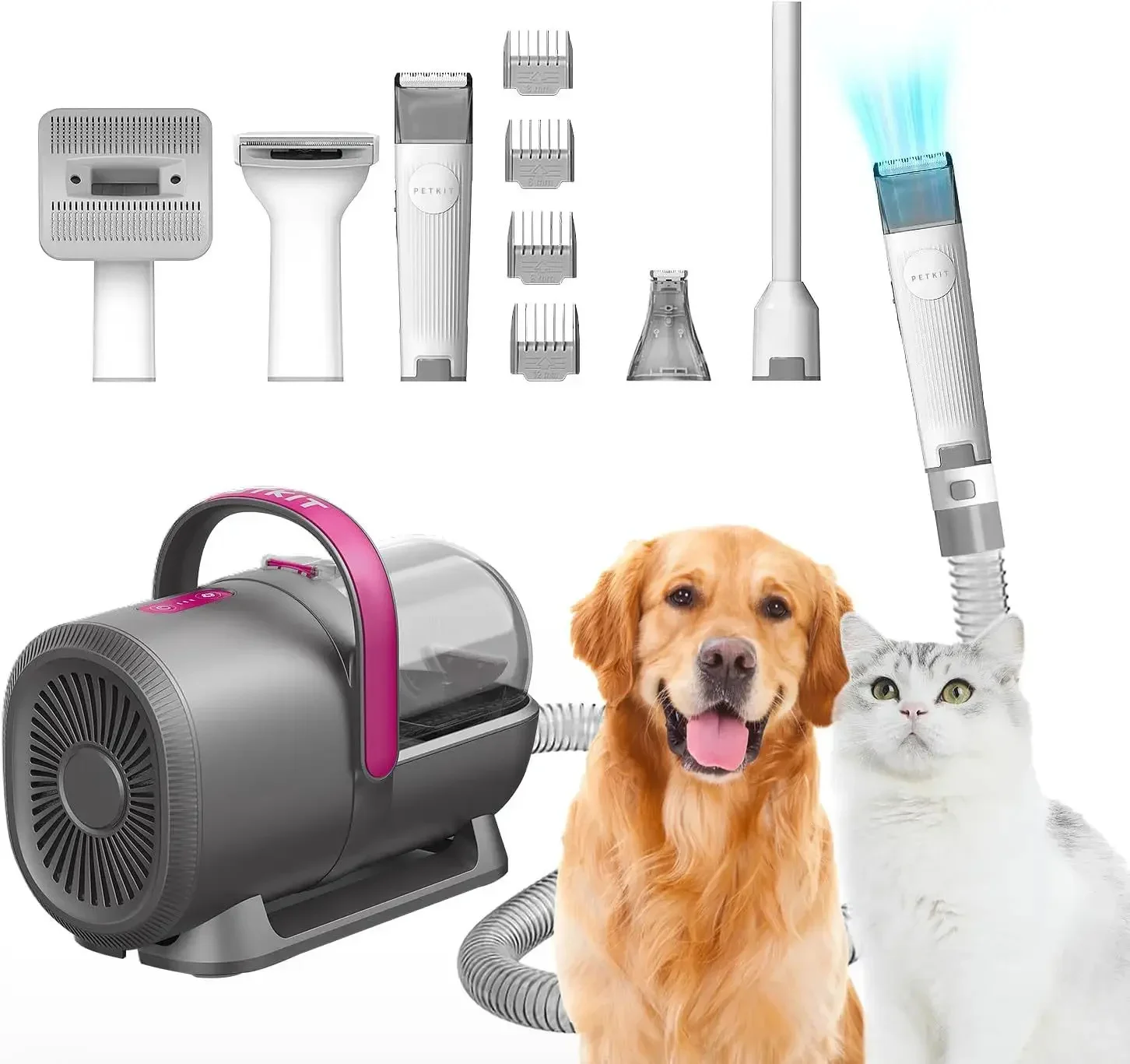 5 In 1 Pet Grooming Vacuum Dog Grooming Kit With Pet Hair Dust Cup Dog Brush Pet Hair Vacuum Cleaner Electric Clippers