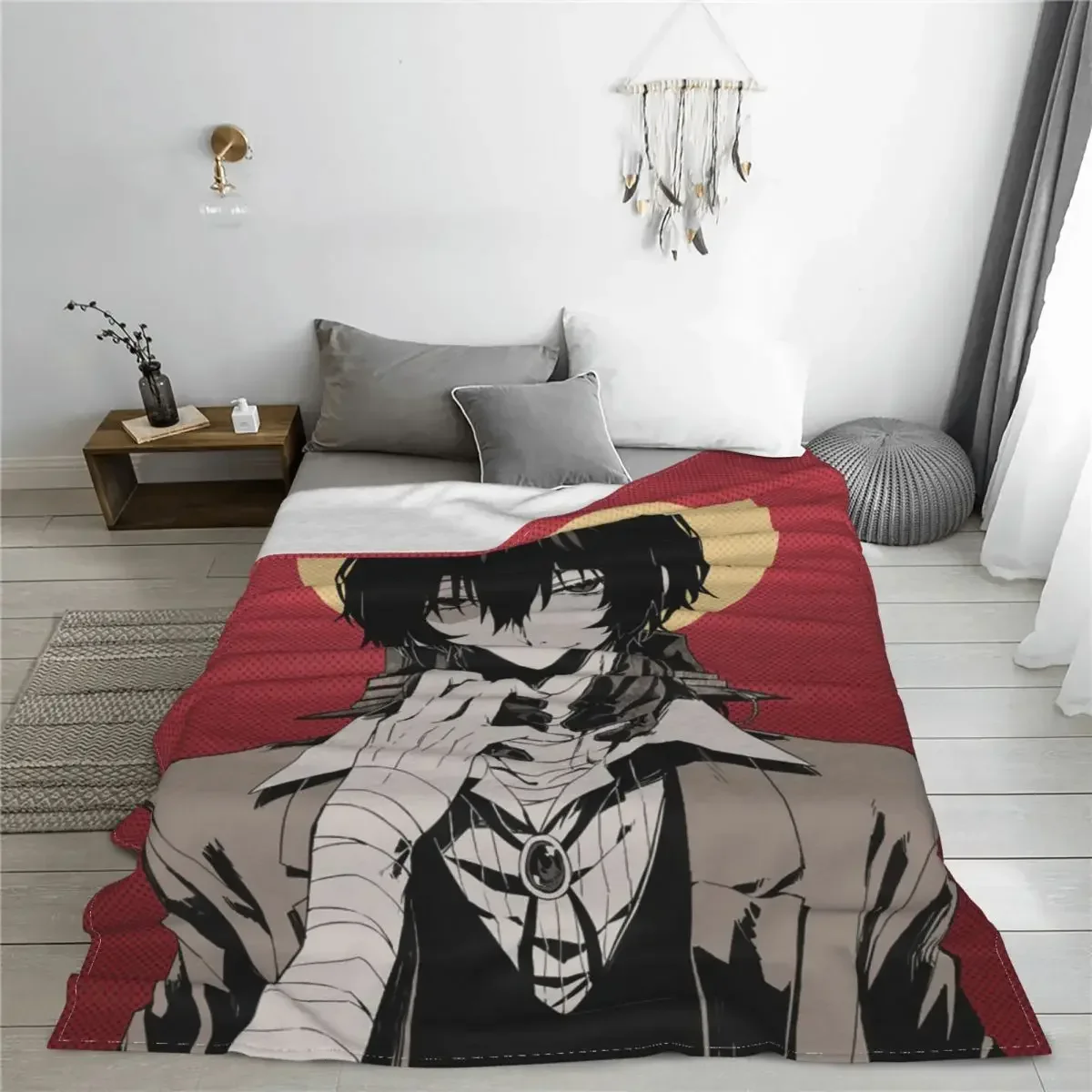 Ryuunosuke Akutagawa Knitted Blanket Flannel Bungou Stray Dogs Anime Super Warm Throw Blanket for Bedding Couch Bedroom Quilt