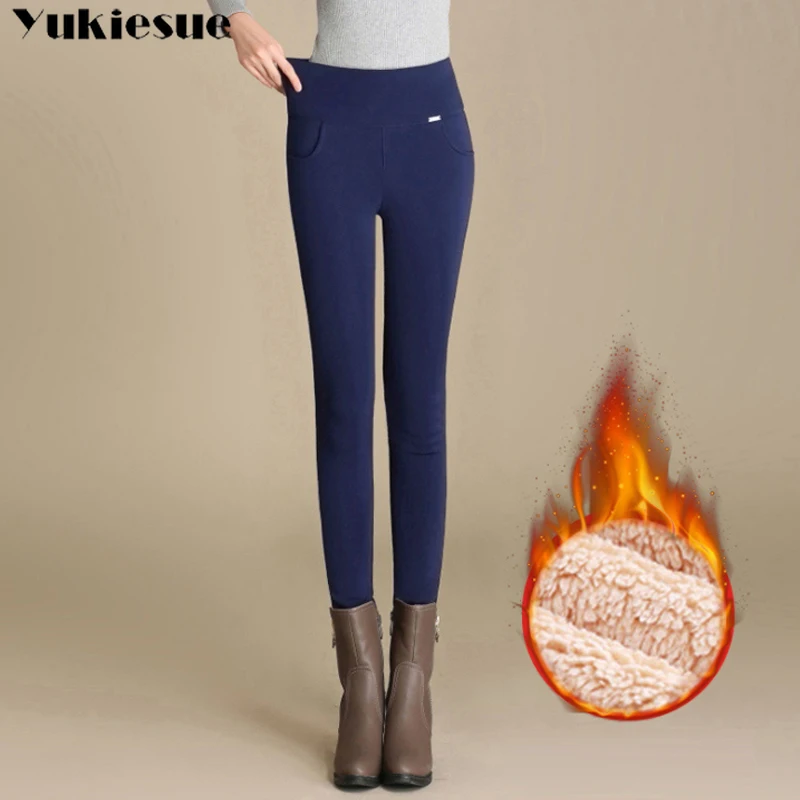 Warm Winter Women Pants Skinny Thick Velvet Wool Fleece Leggins Trousers Lambskin Cashmere Pants Female Leggings clothes 6XL